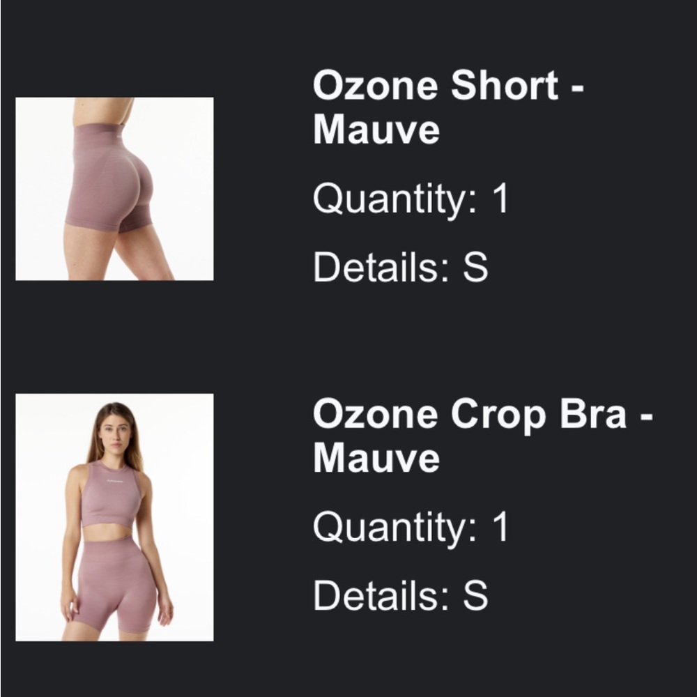 Alphalete Ozone shorts and crop bra top bundle